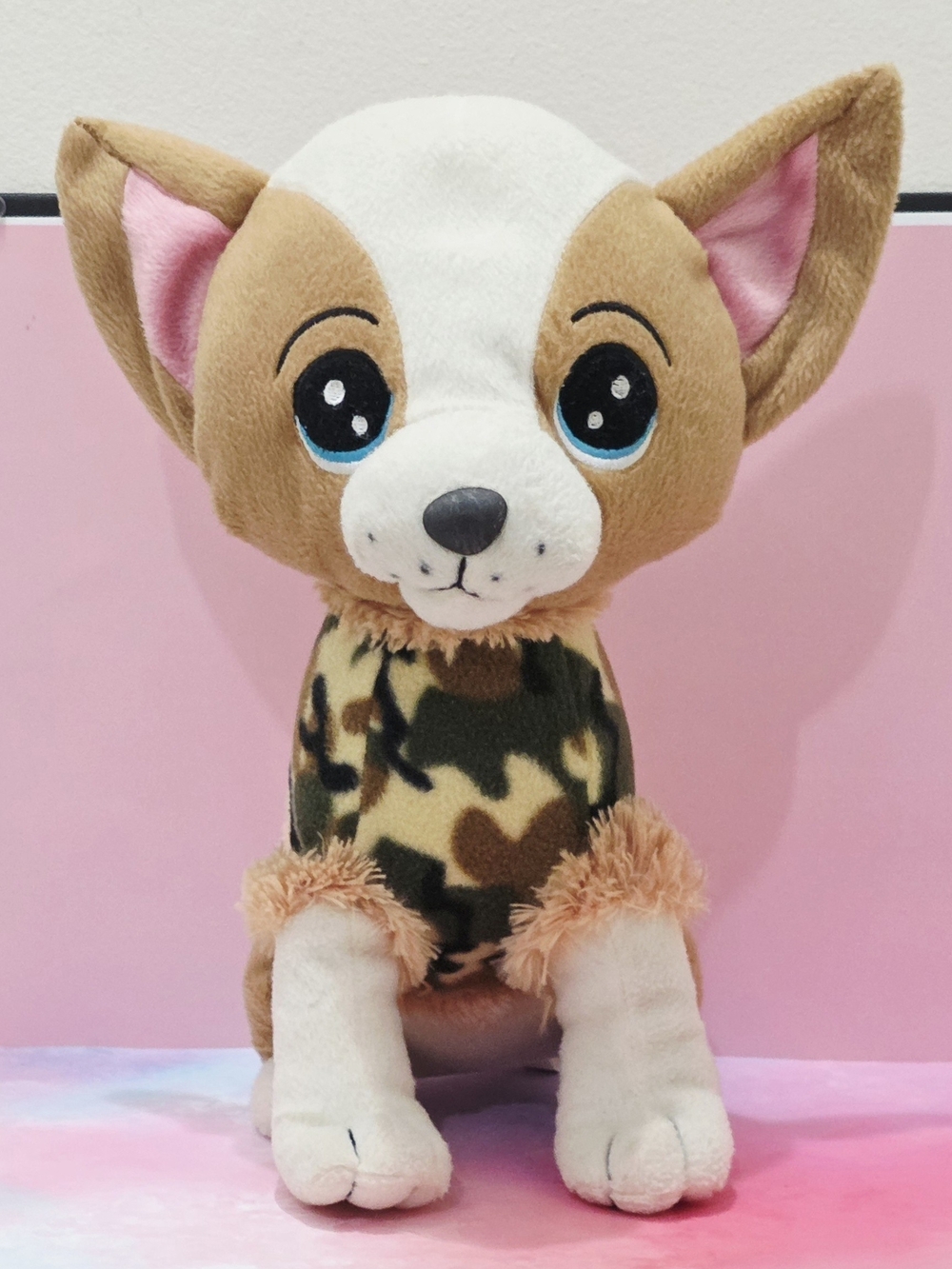 Vintage Tan Chihuahua Plush wearing camo by Shalom Toys Inc